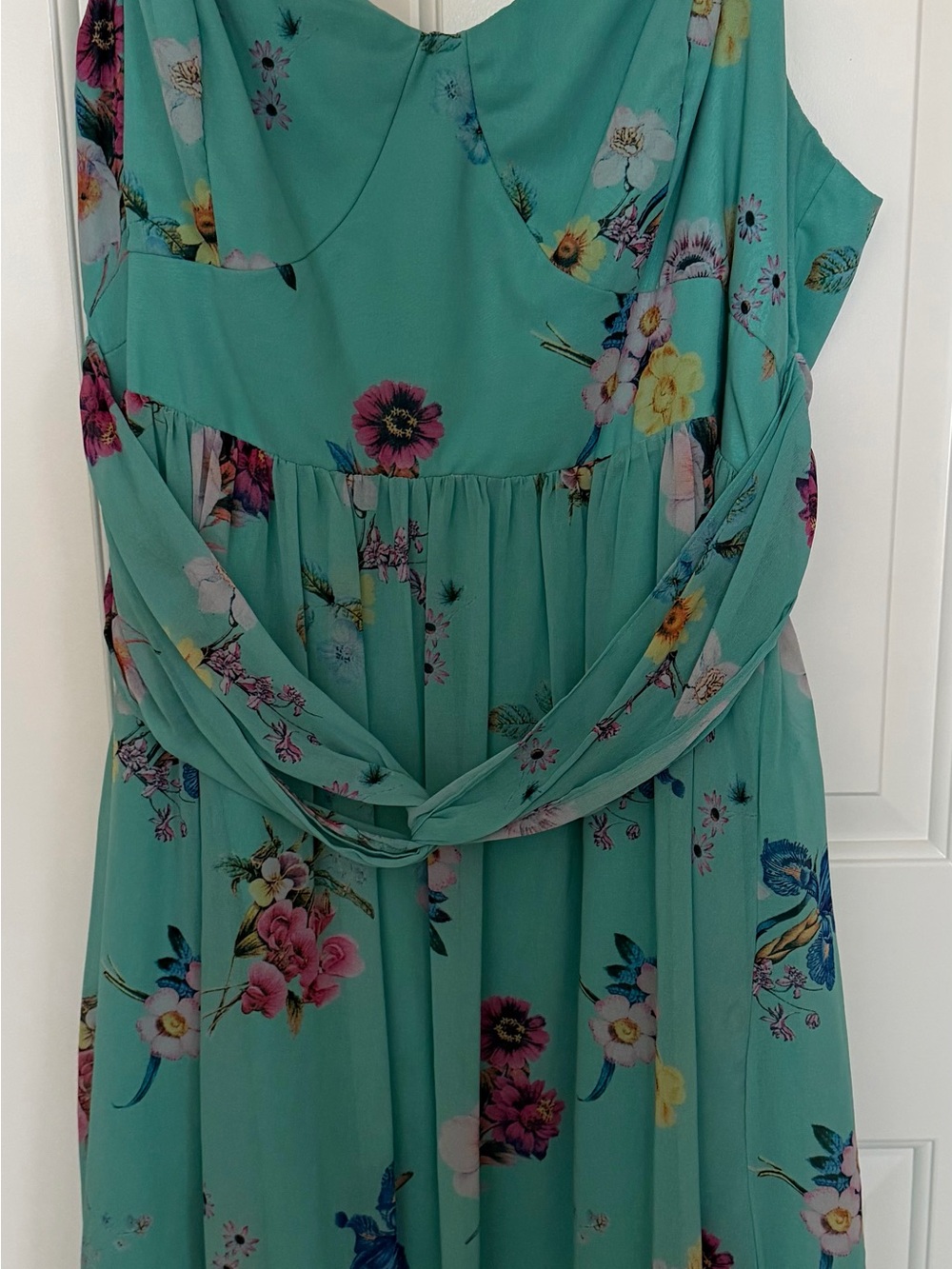 City Chic Aqua Floral Spaghetti-Strap Dress - Picture 2 of 6